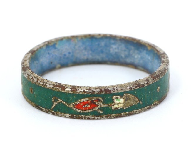 An Antique Southeast Asian Cloisonné Enamel Silver-Plated Bronze Ring, Circa 1900 (1 of 4)
