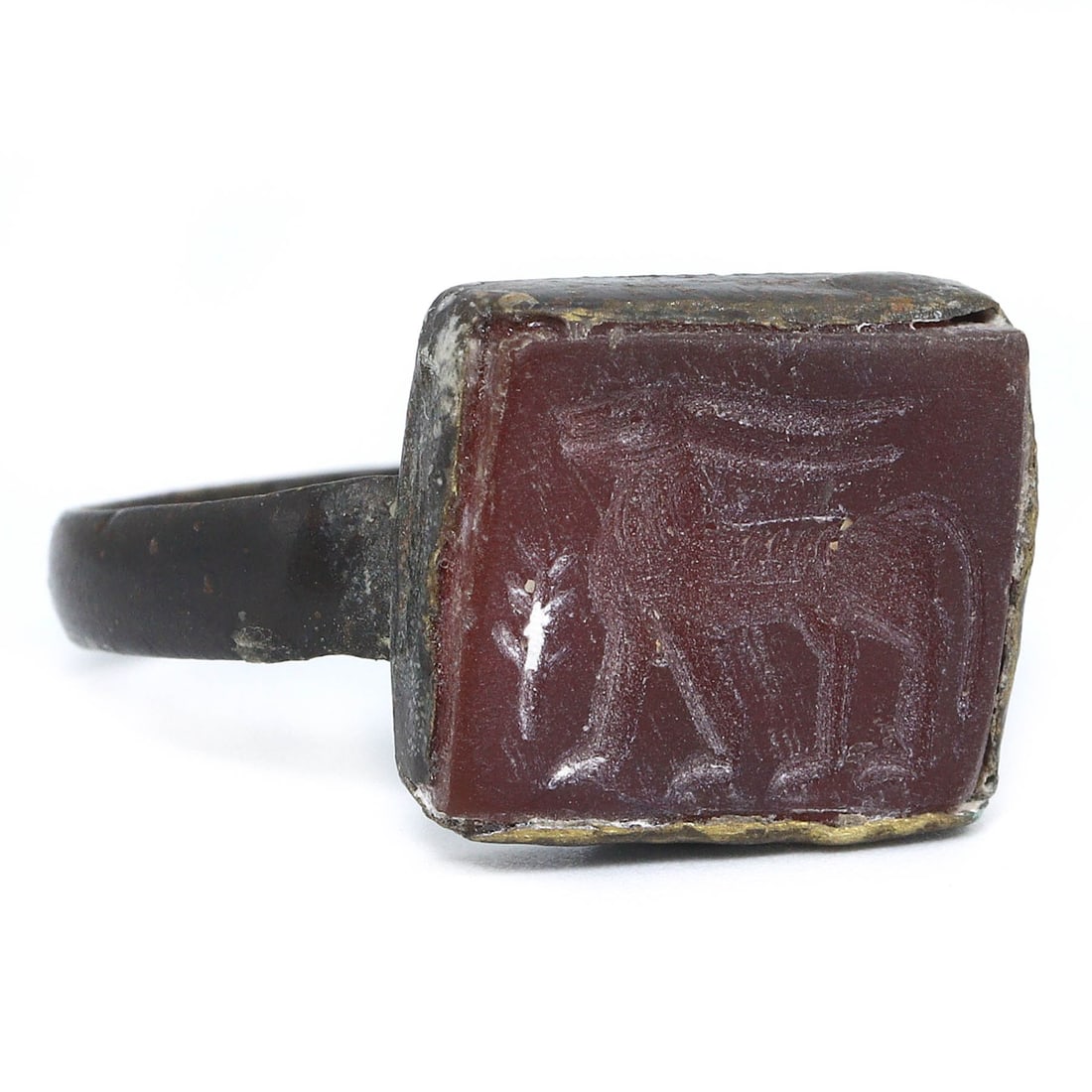 An Ancient Persian Bronze Ring with Engraved Stamp Seal, 1st Millennium BCE (1 of 3)