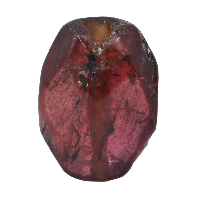 Antique Medieval Red Garnet Bead, c. 8th–15th Century CE: Crafted during the Middle Ages, a time rich in artisanal innovation, this red garnet bead displays the period's shaping skills. Garnets were highly valued for their perceived protective properties and