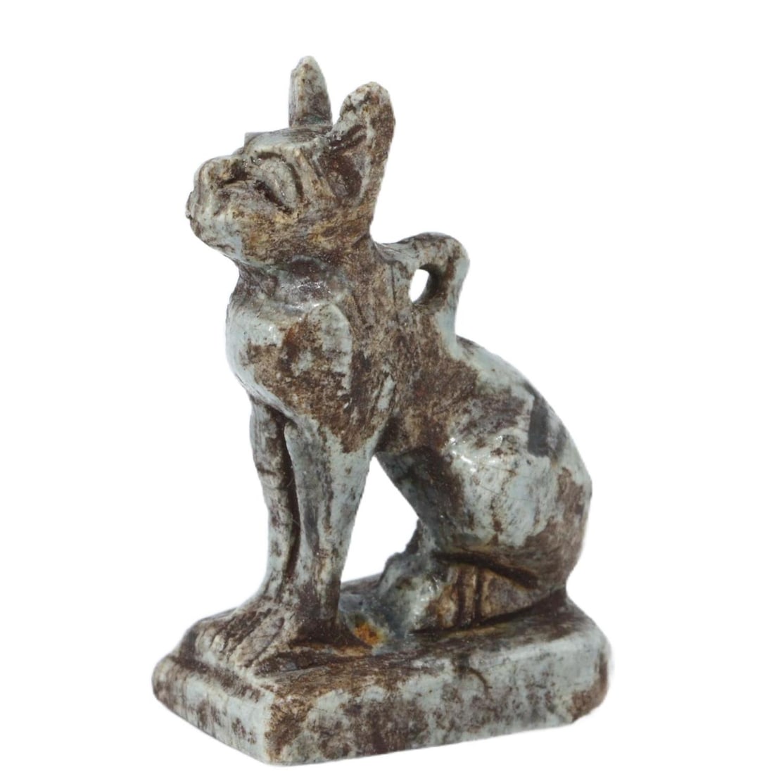 An Ancient Egyptian Glazed Steatite Bastet Amulet, Late Period, c. 664–332 BCE (1 of 1)