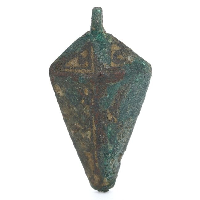 Ancient Bronze Amulet with Cross Motif, Near East, 1st Millennium BCE (1 of 2)