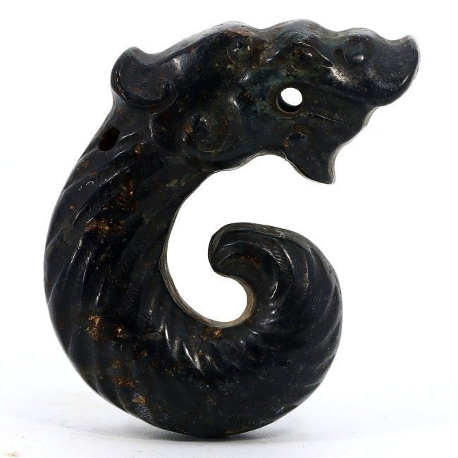 A Chinese Han Dynasty Jade Dragon Amulet, Circa 206 BCE - 220 CE (1 of 3)