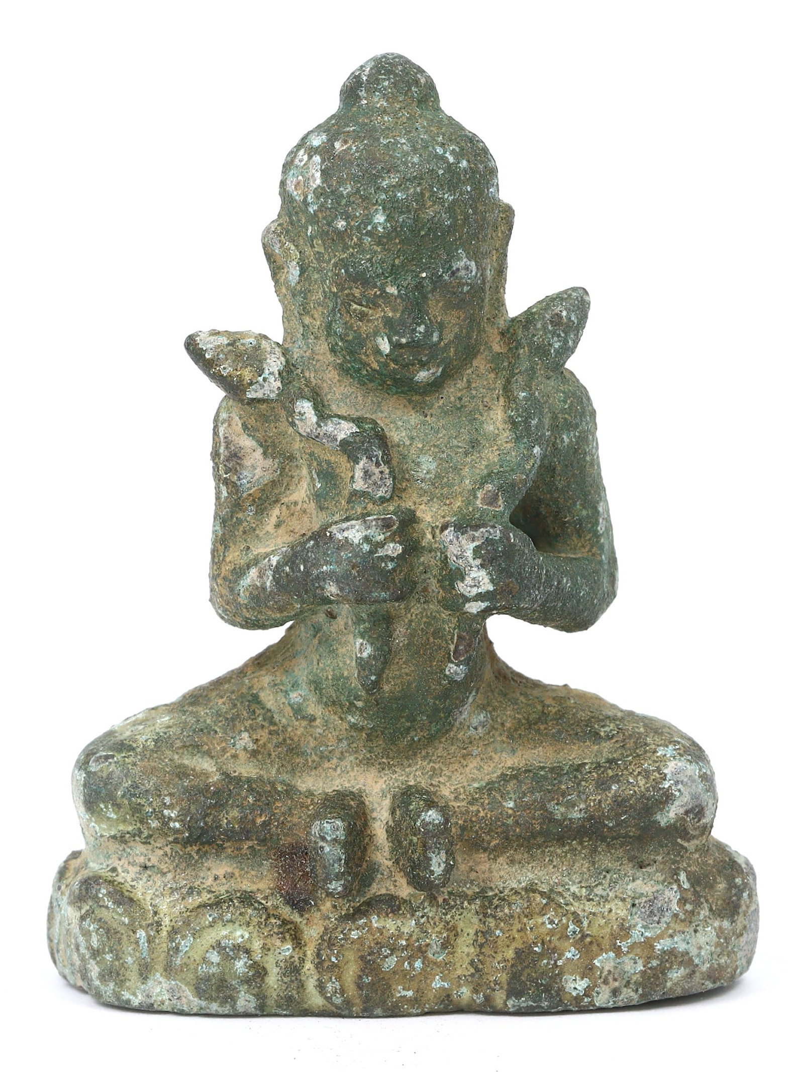 An Ancient Southeast Asian Bronze Deity in Meditation, Pre-15th Century (1 of 2)