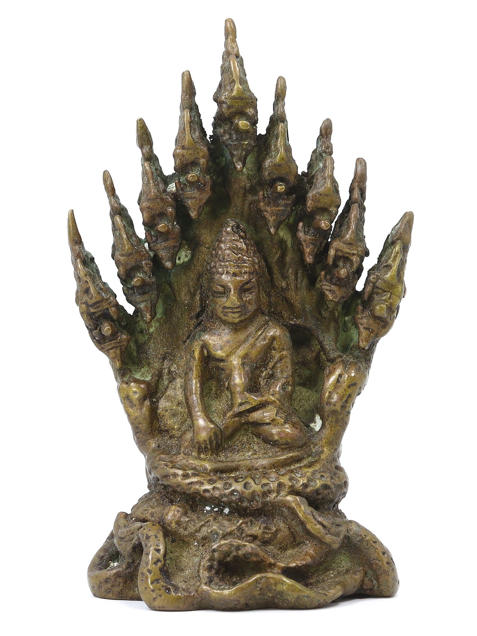 An Ancient Southeast Asian Bronze Naga-Protected Buddha, Pre-15th Century (1 of 2)