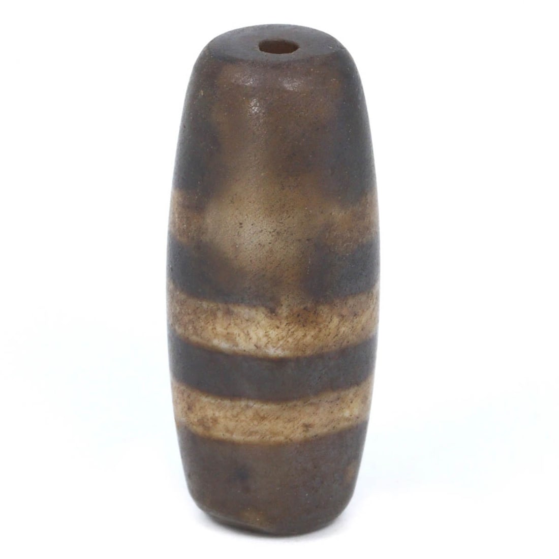 Antique Qing Dynasty Etched Carnelian Dzi Bead with Three Stripes, c. 1644–1914 (1 of 1)