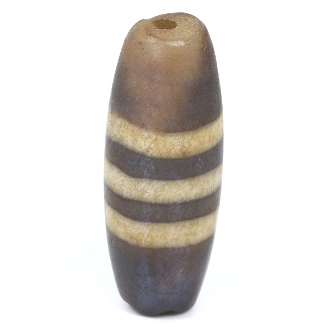 Antique Qing Dynasty Etched Carnelian Dzi Bead with Three Stripes, c. 1644–1912 (1 of 1)