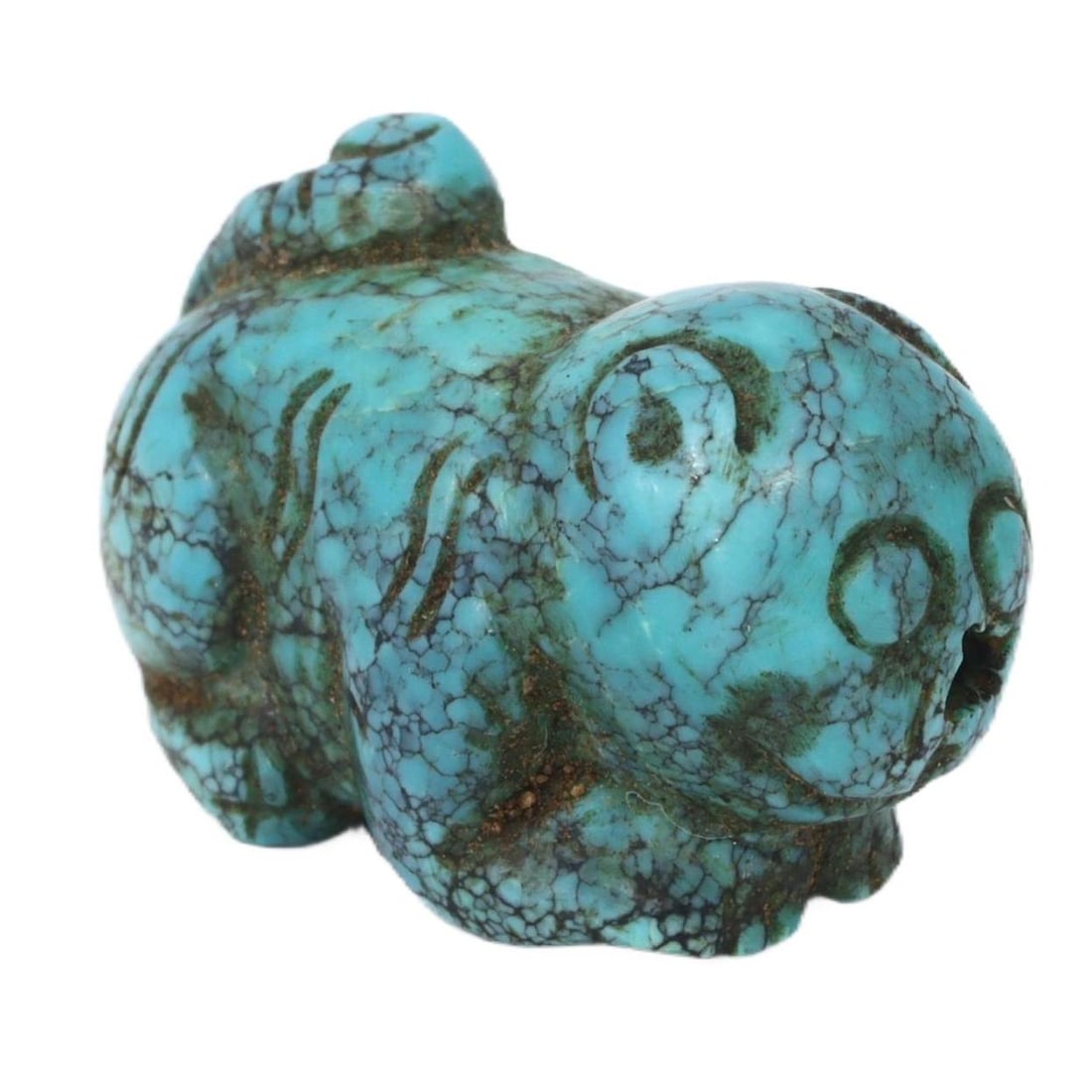 Antique Qing Dynasty Carved Turquoise Bead, 18th-19th Century CE (1 of 1)