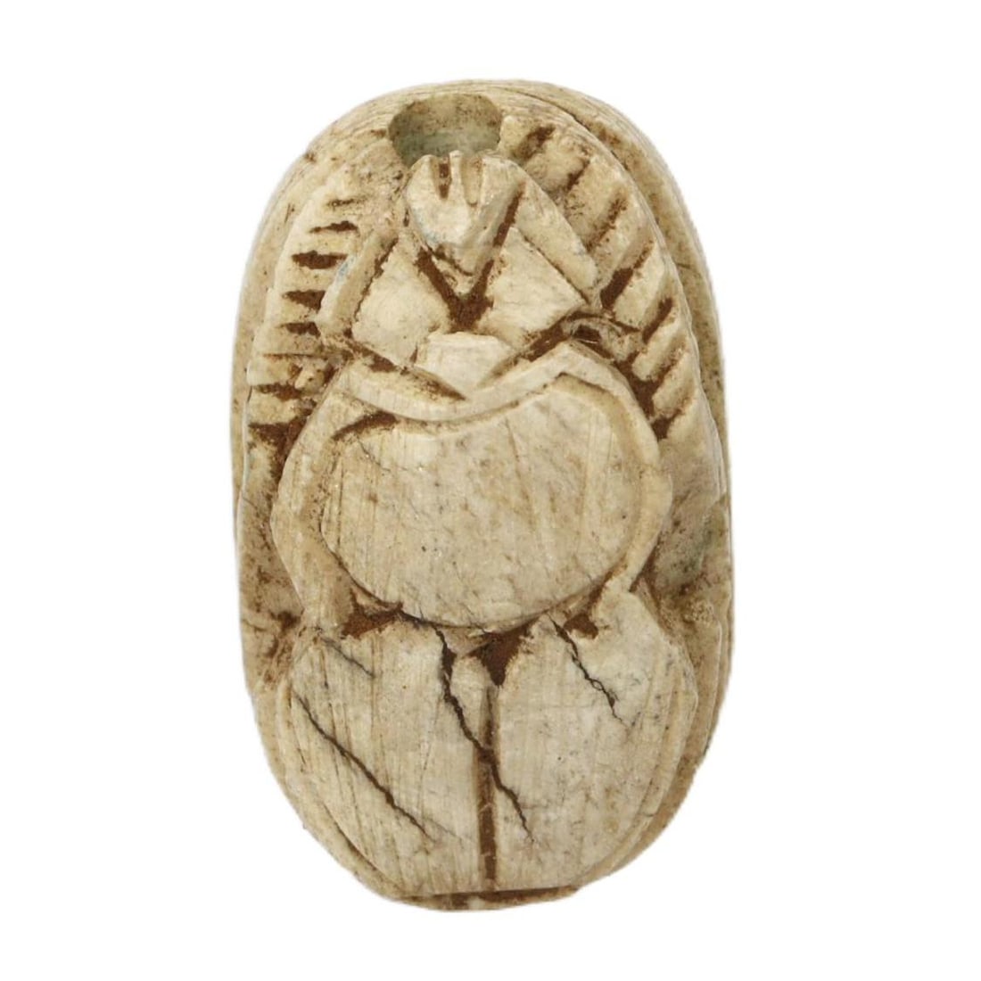 An Ancient Egyptian Steatite Scarab Seal, c. 1550-1070 BCE: This ancient Egyptian steatite scarab seal hails from the New Kingdom period, a time when such amulets were imbued with religious significance and used for sealing documents and declarations. Its intr