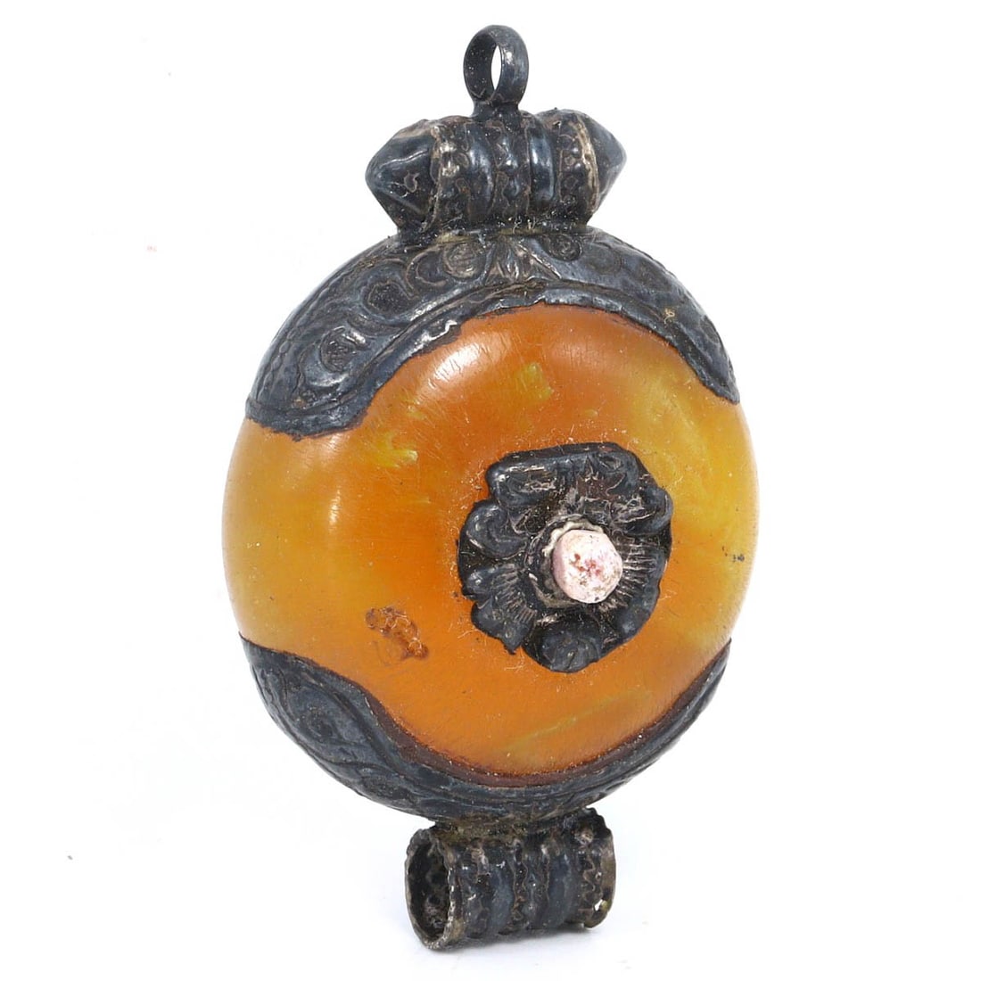 Vintage Himalayan Tibetan Pressed Amber Pendant, Modern Era (1 of 1)