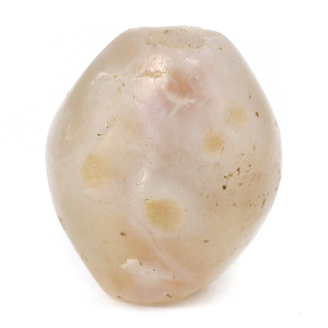 Ancient Greco-Bactrian Striped Agate Bead, c. 3rd to 2nd Century BCE: This agate bead, with its subtle coloration and sophisticated craftsmanship, likely originates from the Greco-Bactrian period. Characterized by a blend of Greek and Central Asian artistic influences, 