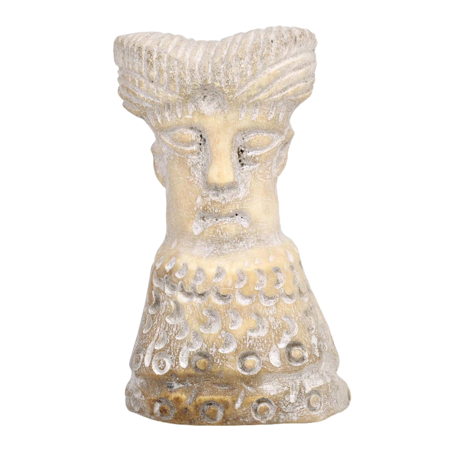 An Ancient Persian Carved Bone Idol of a Nobleman's Head, c. 1st Millennium BCE: Category: Figurines and Statuettes This exquisitely carved bone idol represents a nobleman from ancient Persia, showcasing the intricate detail and skilled craftsmanship of the era. The depiction like