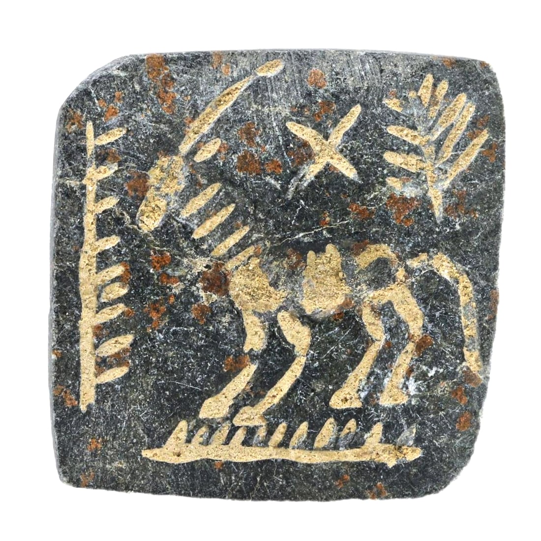 An Ancient Near Eastern Steatite Stamp Seal, Middle Assyrian Period, c. 1392-934 BCE (1 of 2)