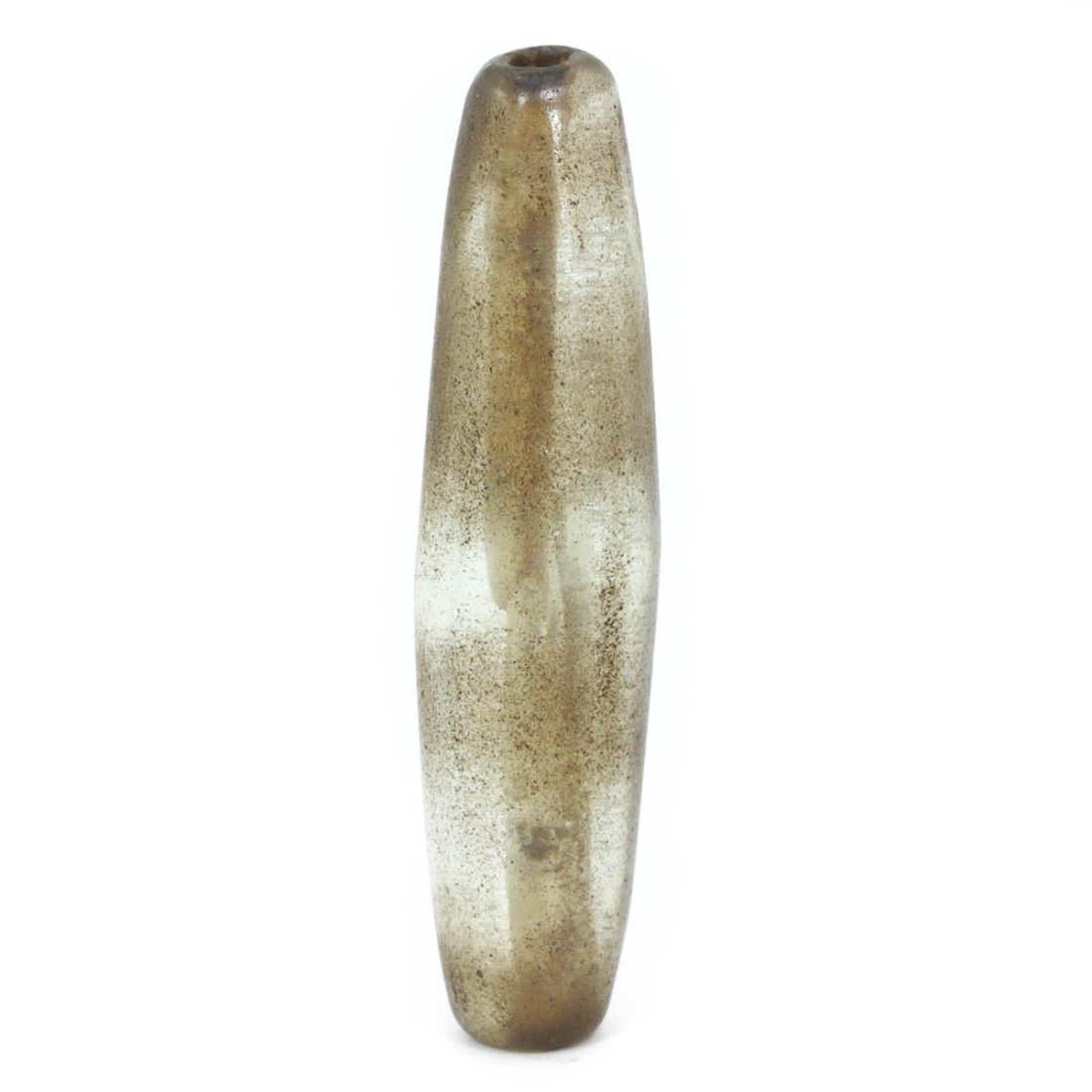 An Antique Persian Crystal Bead, c. 18th-19th Century CE: Category: Beads and Necklace Components This crystal bead from Persia dates back to the 18th to 19th century, showcasing the region's refinement in crafting luxury items. The bead's elongated shape an