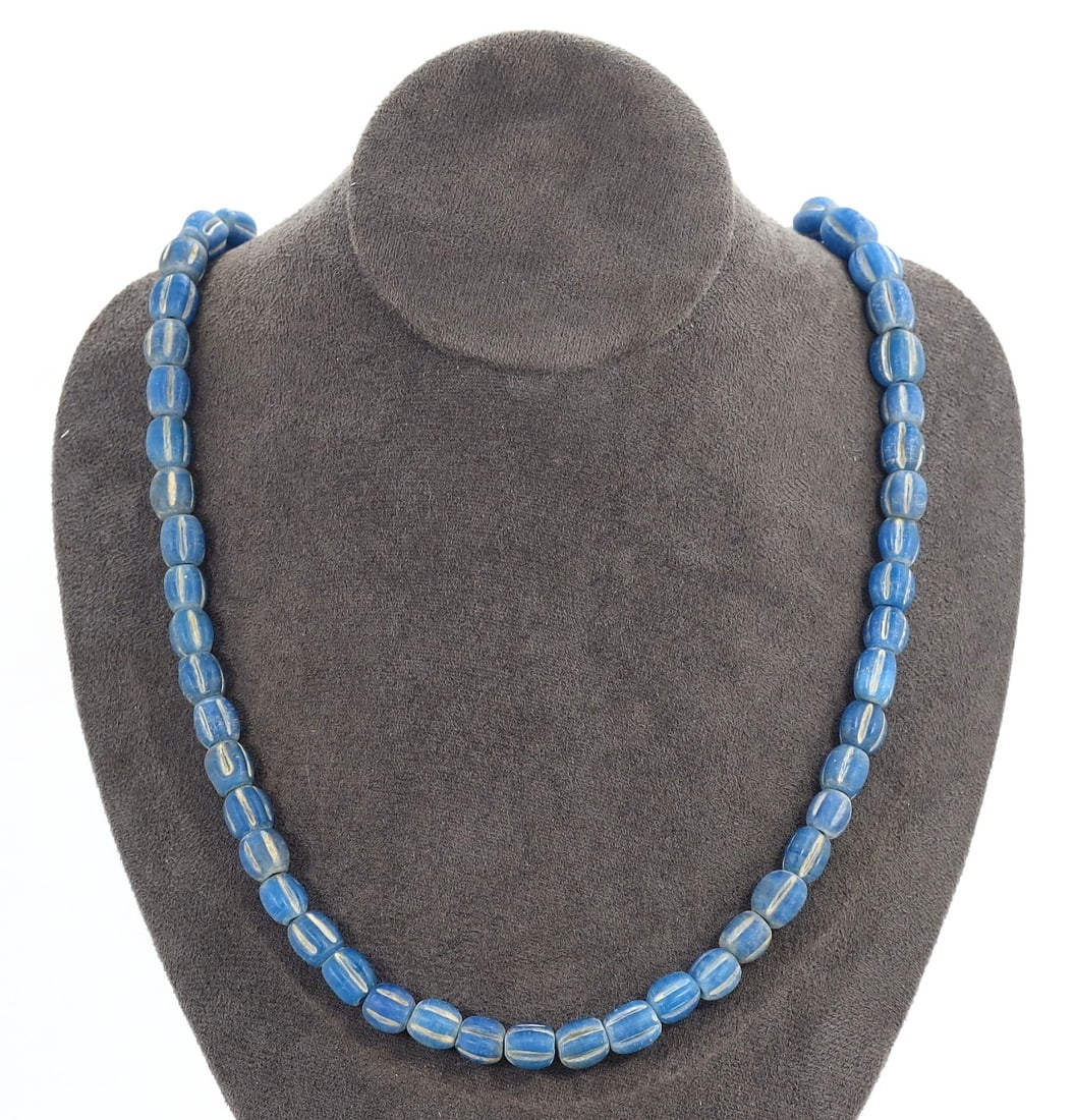 Vintage Blue Twisted Glass Bead Necklace, Mid 20th Century (1 of 1)