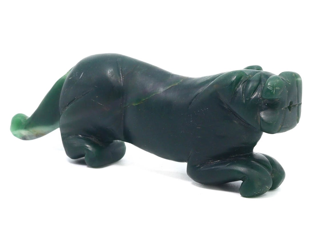 An Antique Qing Dynasty Carved Jade Tiger Amulet, ca. 18th-19th Century (1 of 1)