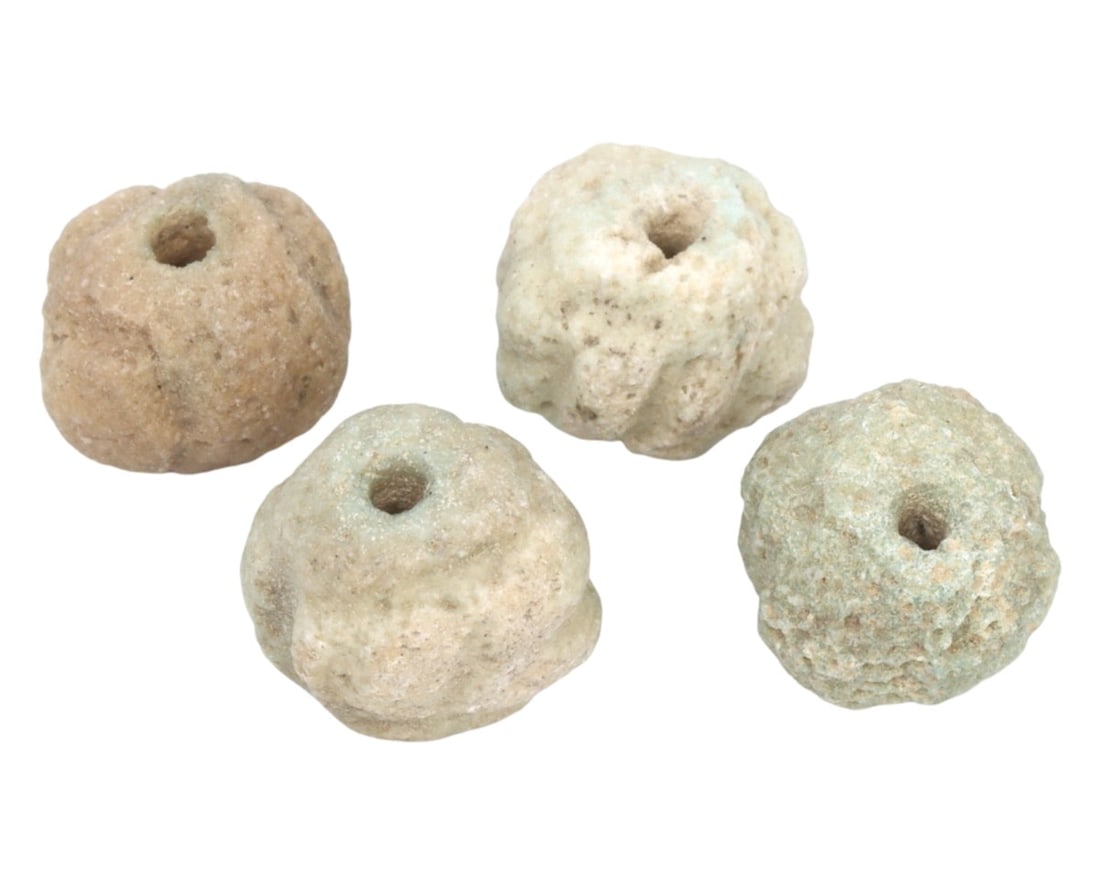 Group of 4 Ancient Egyptian Faience Melon-Shaped Beads, 1550-1070 BCE (1 of 1)