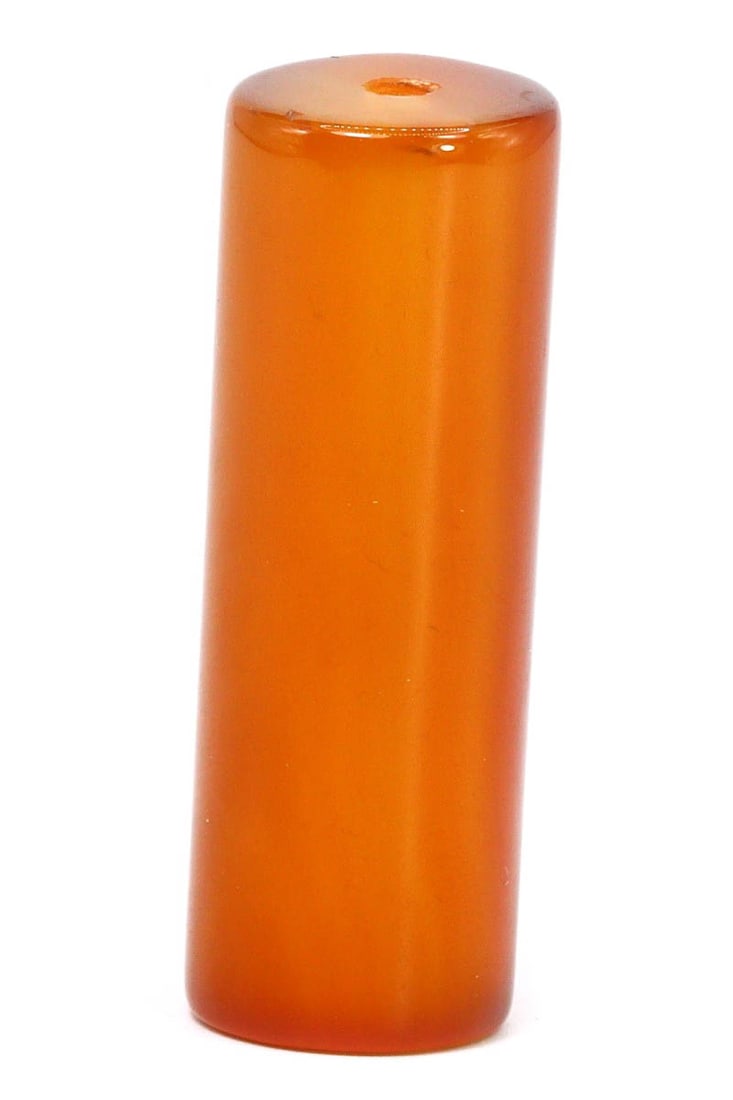 An Antique Qing Dynasty Agate Cylinder Bead, 1644-1912 CE (1 of 1)