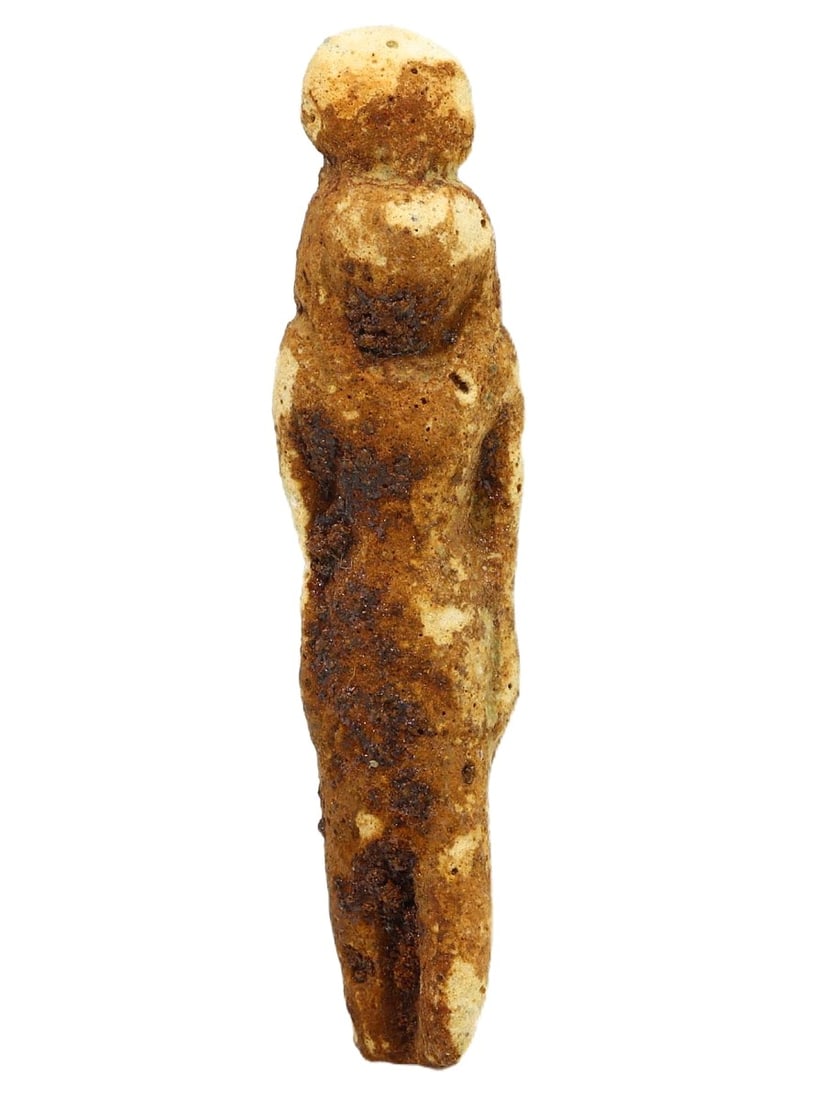 An Egyptian Faience Sekhmet Statuette: This steatite feline figurine from the Neo-Sumerian period exemplifies the craftsmanship and animal symbolism prominent in ancient Mesopotamian culture. Feline figures were often associated with prote