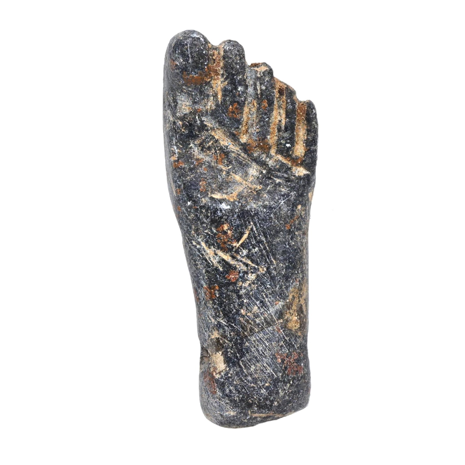 An Ancient Egyptian Late Bronze Age Steatite Fist Amulet, c. 1500-1300 BCE: This steatite fist amulet from ancient Egypt dates back to the Late Bronze Age, specifically between 1500 and 1300 BCE. Amulets of this form were believed to imbue the bearer with strength and protect