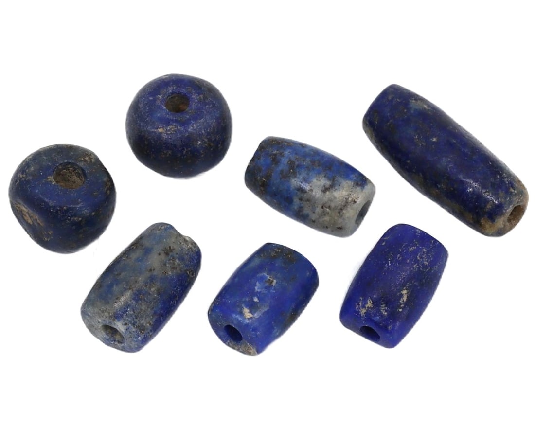 Collection of Ancient Persian Lapis Lazuli Beads, Achaemenid Empire, c. 550–330 BCE: This collection of lapis lazuli beads from the Achaemenid Empire demonstrates the luxury and aesthetic preferences of ancient Persian society. Lapis lazuli, prized for its deep blue hue, was often use