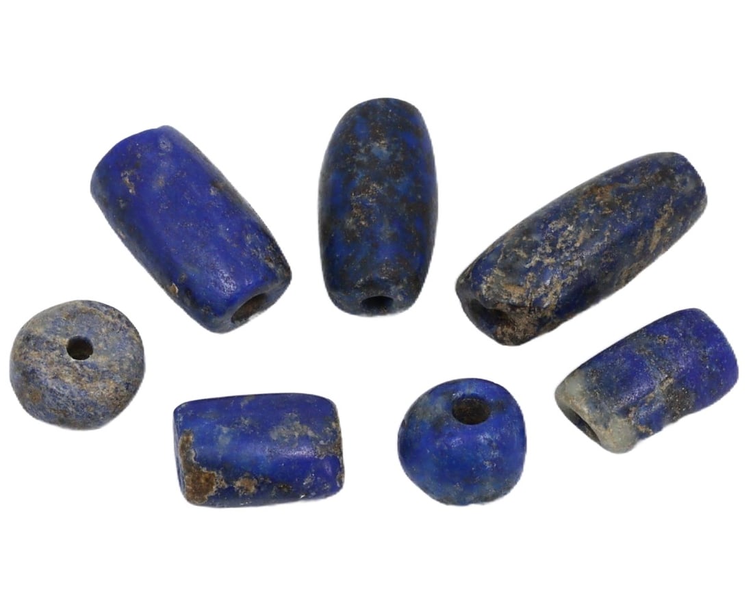 Collection of Ancient Persian Lapis Lazuli Beads, Achaemenid Empire, c. 550–330 BCE: This collection of lapis lazuli beads from the Achaemenid Empire demonstrates the luxury and aesthetic preferences of ancient Persian society. Lapis lazuli, prized for its deep blue hue, was often use