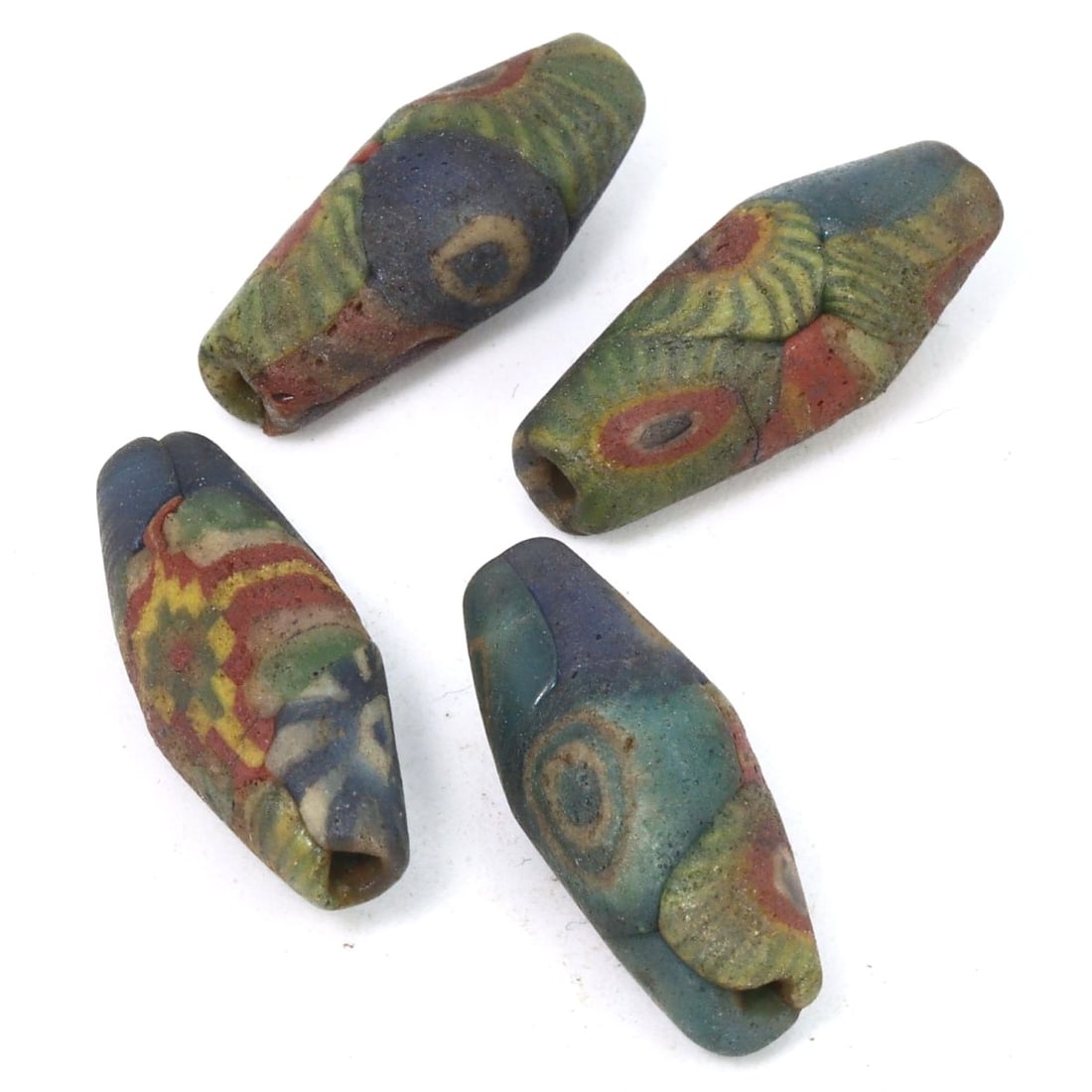 Group of 4 Antique Himalayan Mosaic Glass Beads, 16th-18th Century (1 of 1)