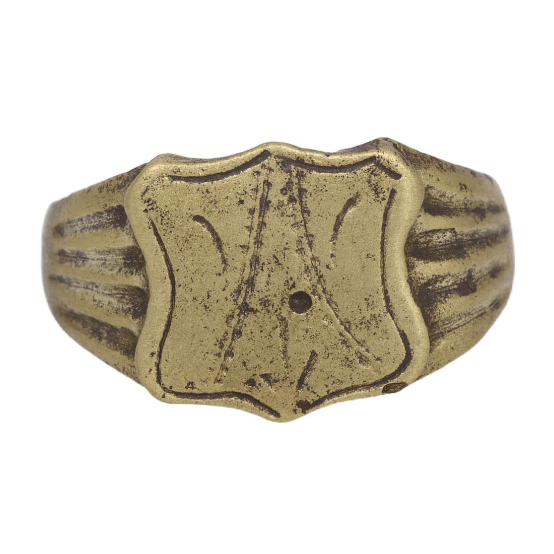 An Antique Bronze Ring with Engraved Shield Patterns, Likely Viking, ca. 8th-11th Century CE (1 of 2)