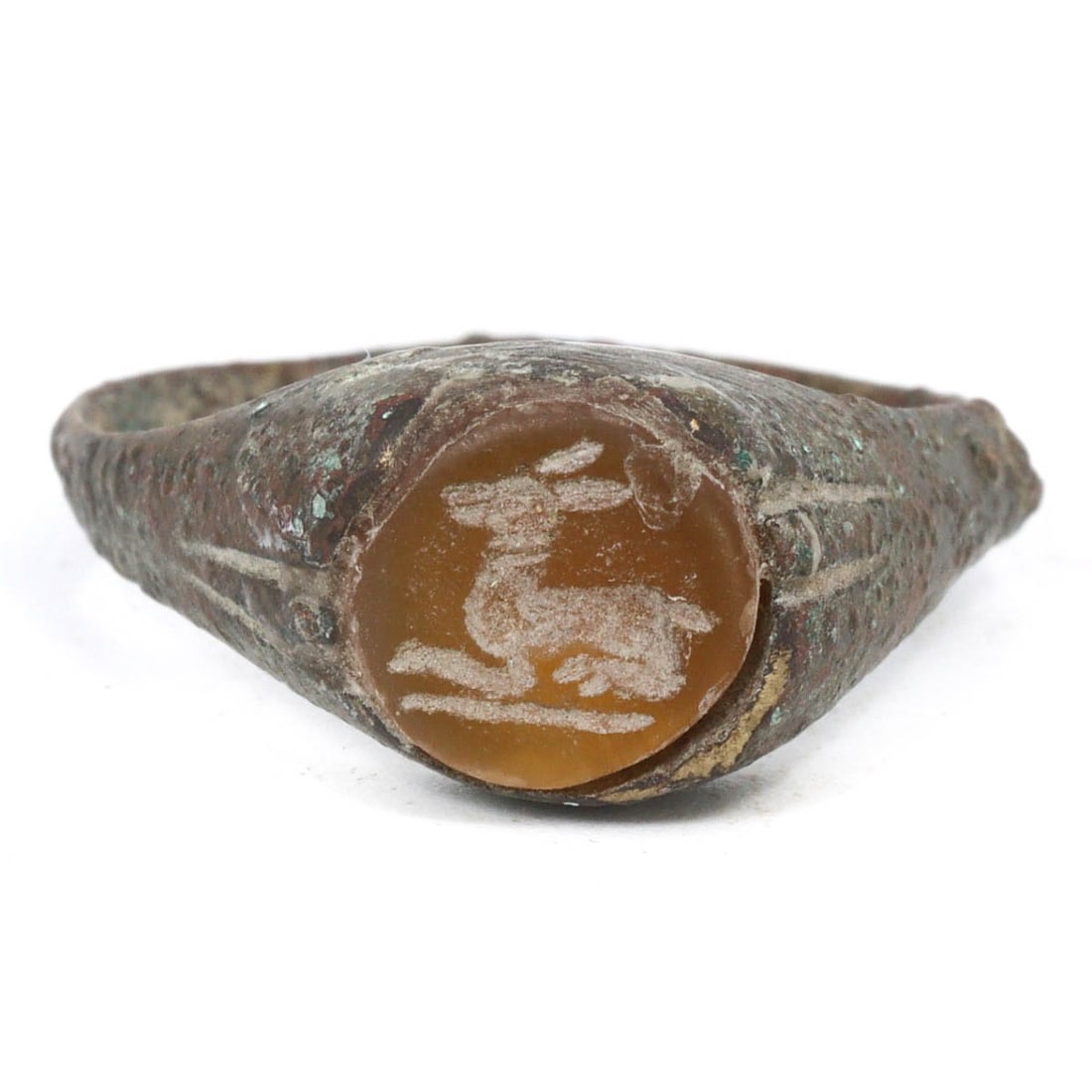 An Ancient Sasanian Carnelian Signet Stamp Seal Ring, ca. 224-651 CE (1 of 2)