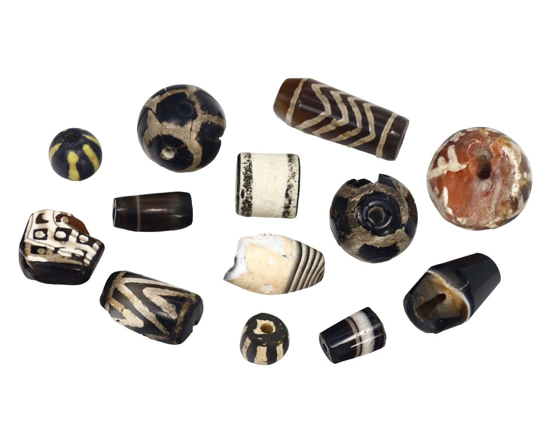 Ancient Tibetan Agate and Carnelian Dzi Beads Collection, c. 6th-7th century CE (1 of 1)