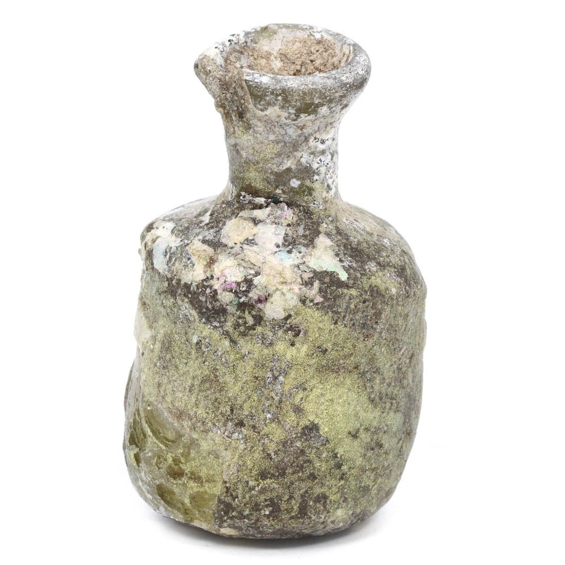 An Ancient Roman Patinated Glass Flask, c. 1st-3rd Century CE (1 of 1)