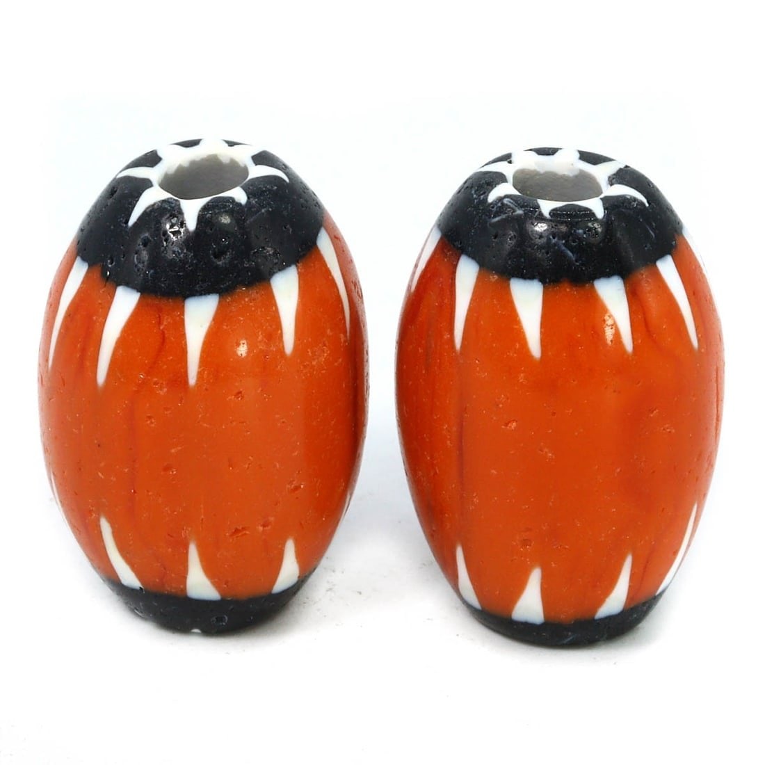 Group of Two Vintage Venetian Chevron Glass Beads, c. 20th Century (1 of 1)