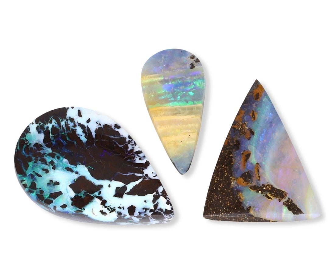 Lot of 3 Exquisite Boulder Opals from Winton Mine, Queensland, Australia (1 of 2)