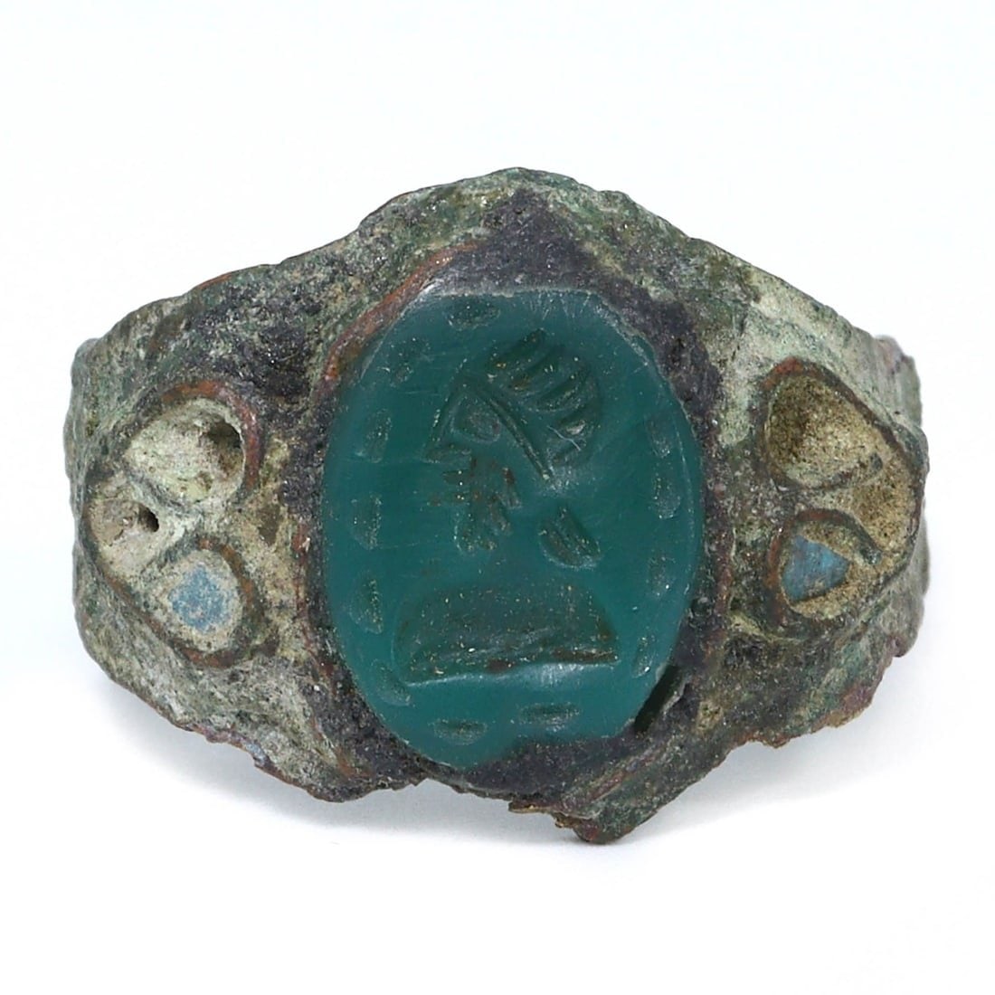 An Ancient Persian Bronze Ring with Engraved Stamp Seal, 1st Millennium BCE (1 of 3)