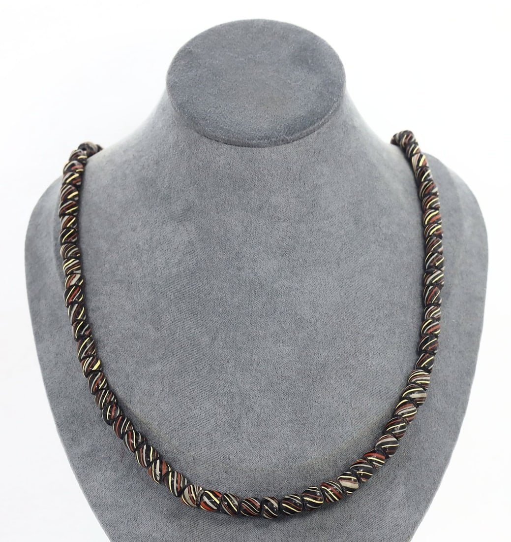 Vintage Venetian Chevron Glass Bead Necklace, Early 20th Century (1 of 1)