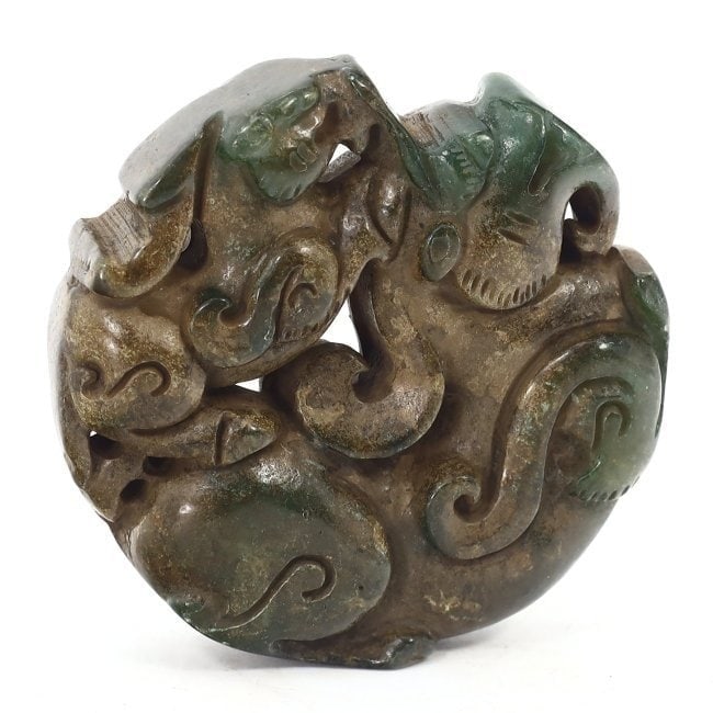 An Intricate Chinese White Jade Carving of Monkey on Elephant, Antique or Contemporary (1 of 3)