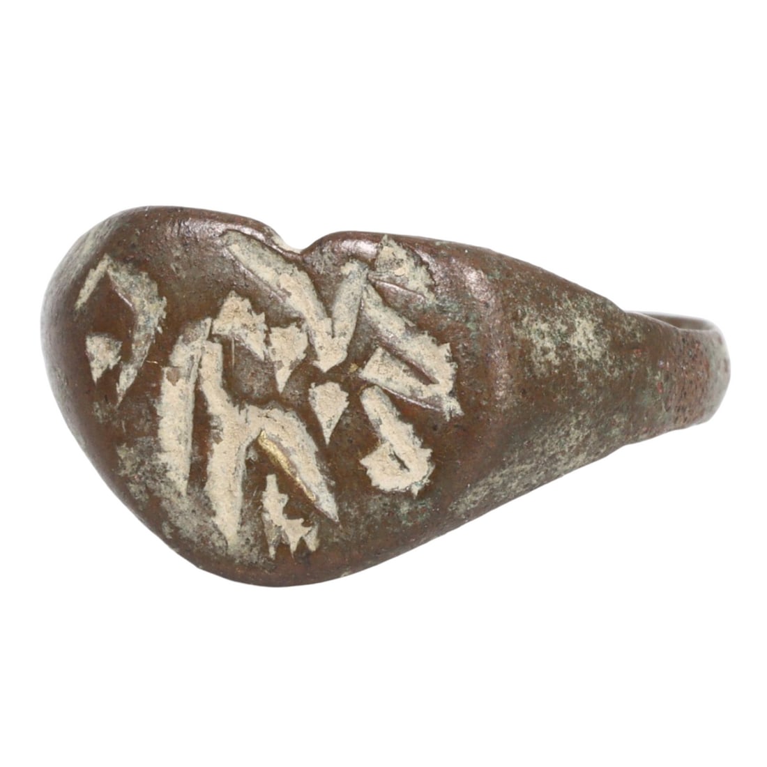 An Ancient Viking Bronze Symbolic Stamp Seal Ring, c. 800-1050 AD: This symbolic stamp seal ring, made from verde marron and taupe bronze. Dating back to the Viking Age (c. 800-1050 AD), it exemplifies the intricate craftsmanship and rich cultural significance of Vik