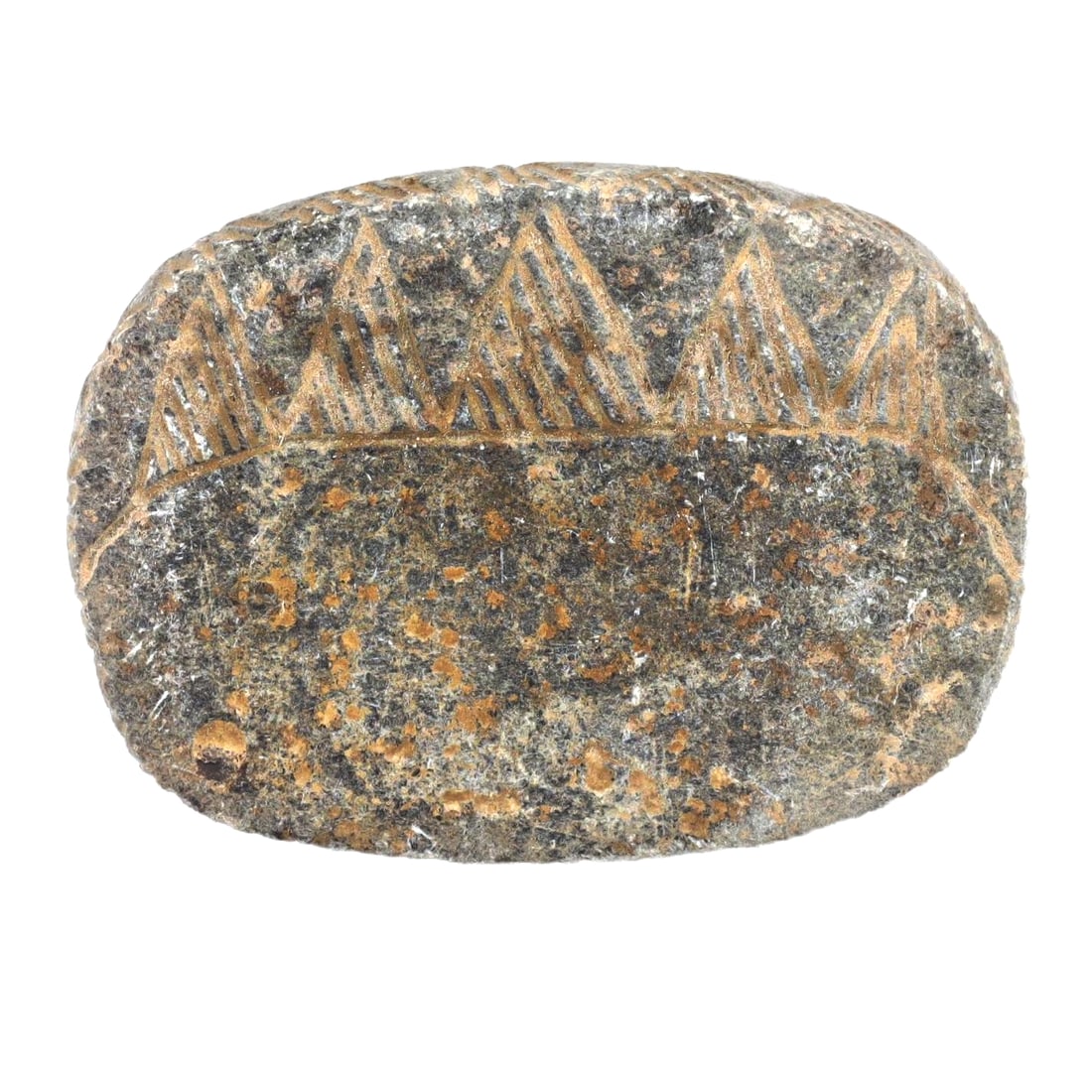 An Ancient Bronze Age Chlorite Schist Carved Linear Bactrian Idol Base, c. 2300-1700 BCE (1 of 1)