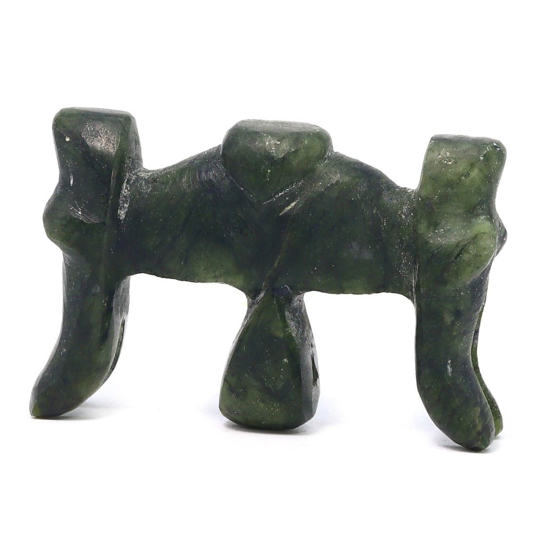 An Ancient Double-Headed Zoomorphic Alabaster Amulet, c. 3rd-4th Century CE: This enigmatic double-headed zoomorphic amulet, sculpted from alabaster, dates back to the 3rd to 4th century CE. Its form, featuring two heads facing opposite directions, is emblematic of ancient bel