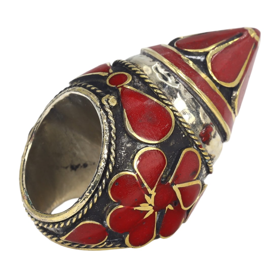 An Antique Medieval Mosaic Pattern Gilt Silver Cocktail Ring (1 of 2)