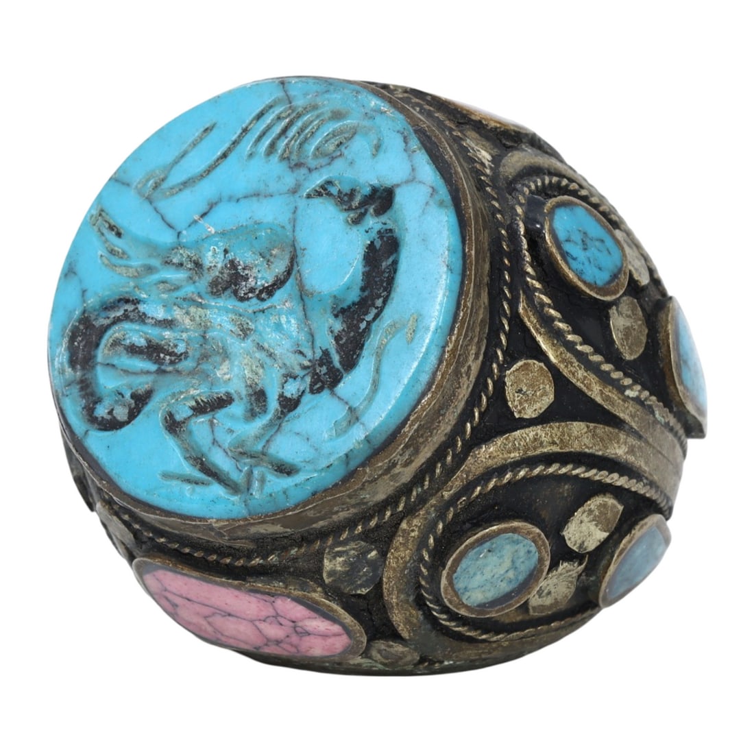 An Antique Medieval Gilt Silver Stamp Seal Signet Ring (1 of 3)