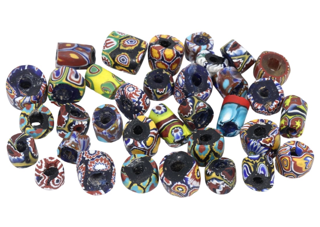 Group of Antique Renaissance Mosaic Glass Various Pattern: This exquisite group of antique Venetian various pattern artifacts, made from intricate mosaic glass. This collection exemplifies the masterful craftsmanship and cultural significance of Renaissance V