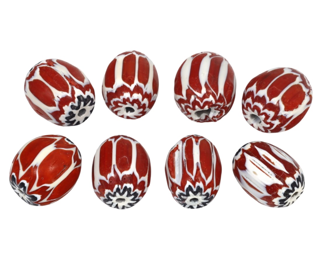Collection of 8 Vintage Venetian Glass Chevron Beads (1 of 1)