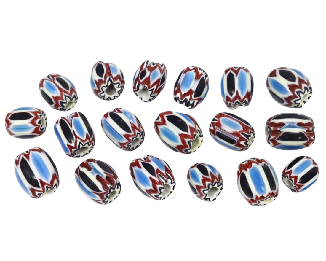 Collection of 18 Vintage Venetian Glass Chevron Beads (1 of 1)