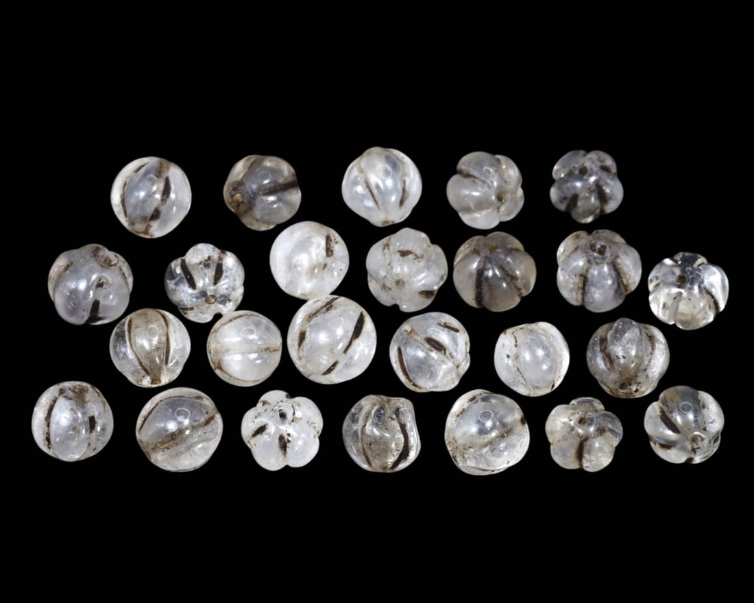 Group of 25 Antique Roman Period Mediterranean Rock Crystal Melon Shape Beads (1 of 1)