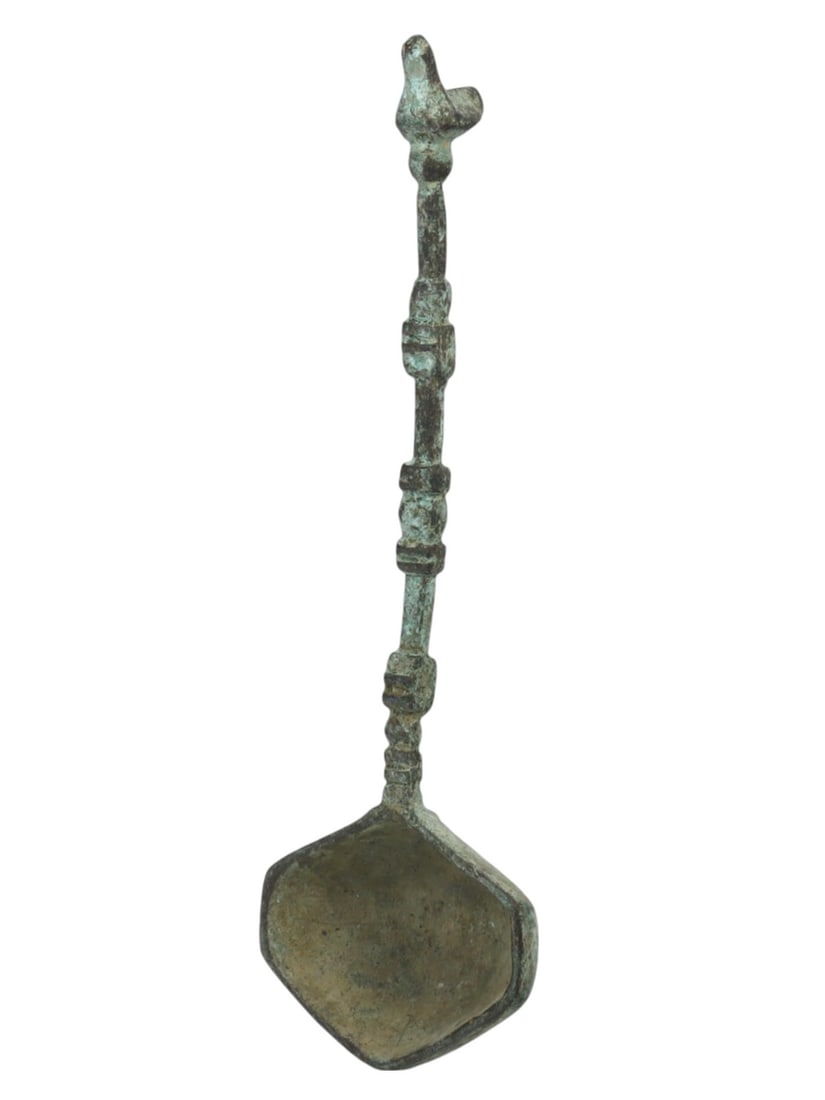 An Ancient Roman Imperial Period Bronze Cockerel Ornate Ladle (1 of 2)