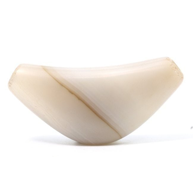 An Ancient Persian Bow-Shaped Carnelian Agate Bead, Possibly 2nd Millennium BCE: Introducing a lustrous bow-shaped carnelian agate bead, sized at 4 by 1.8 cm, potentially dating back to the 2nd millennium BCE. Carnelian was highly valued in ancient times for its beauty and was bel