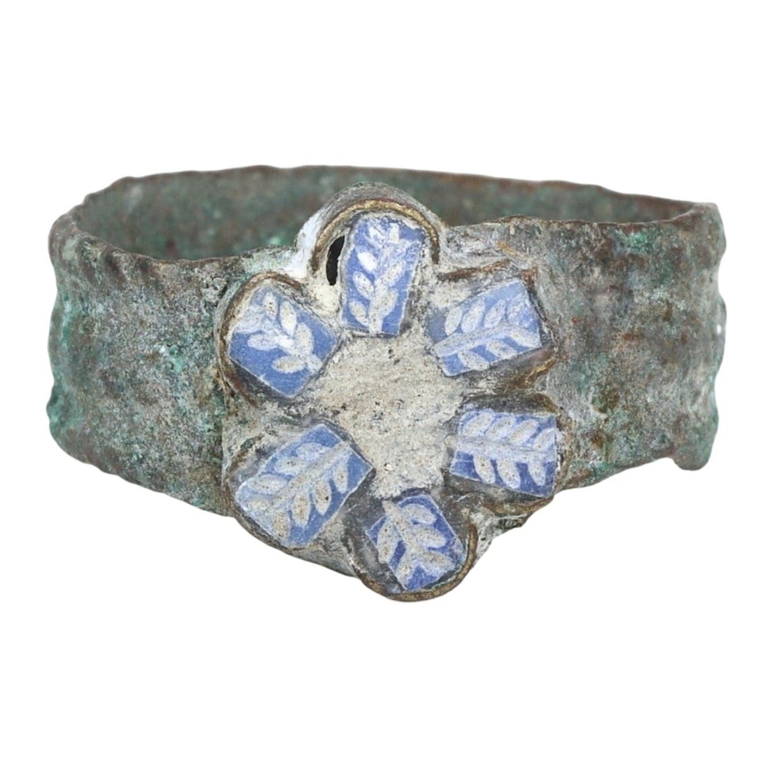 An Ancient Sasanian Bronze Ring Lapis Lazuli Symbolic Stamp Seal Signet Ring, c. 224-651 AD (1 of 2)