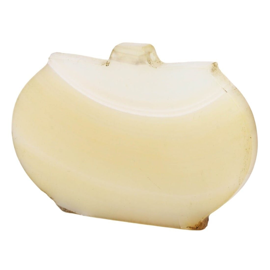 An Islamic Umayyad Period Agate Amulet, c. 661-750 CE: This elegantly simple agate amulet from the Islamic Umayyad period reflects the era's refined aesthetic and the spiritual significance of amulets in Islamic culture. The smooth, creamy hue of the agat