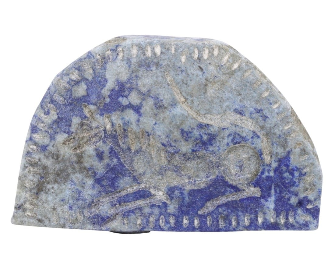 An Ancient Parthian Lapis Lazuli High Relief Plaque of a Predator Animal, c. 247 BCE - 224 CE (1 of 1)
