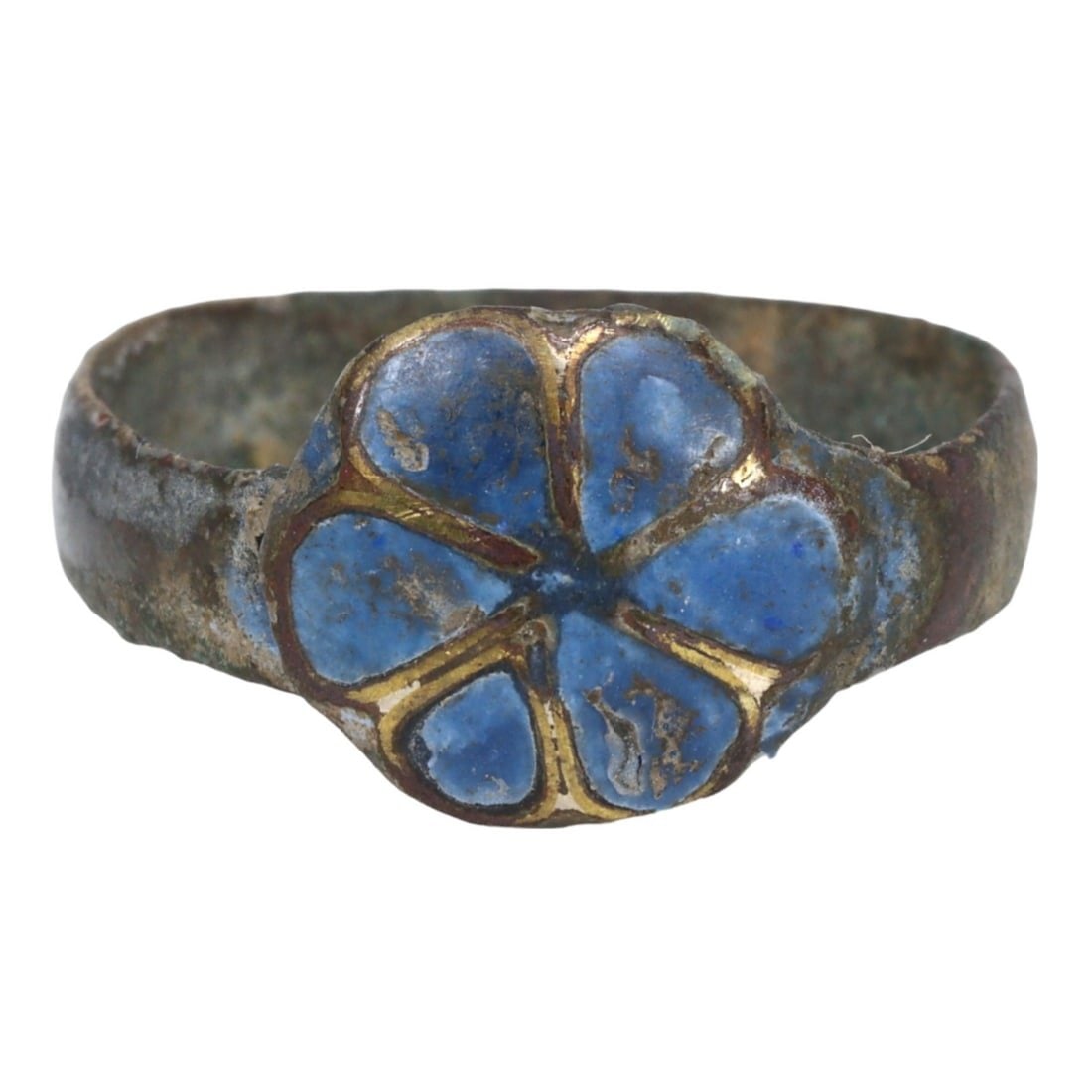 An Antique Sasanian Lapis Lazuli and Bronze Cocktail Ring, c. 224-651 AD: This exquisite cocktail ring, made from deep blue lapis lazuli and lustrous bronze. Dating back to the Sasanian period (c. 224-651 AD), it exemplifies the intricate craftsmanship and opulent aesthetic
